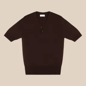 Merino rower's henley shirt in brown
