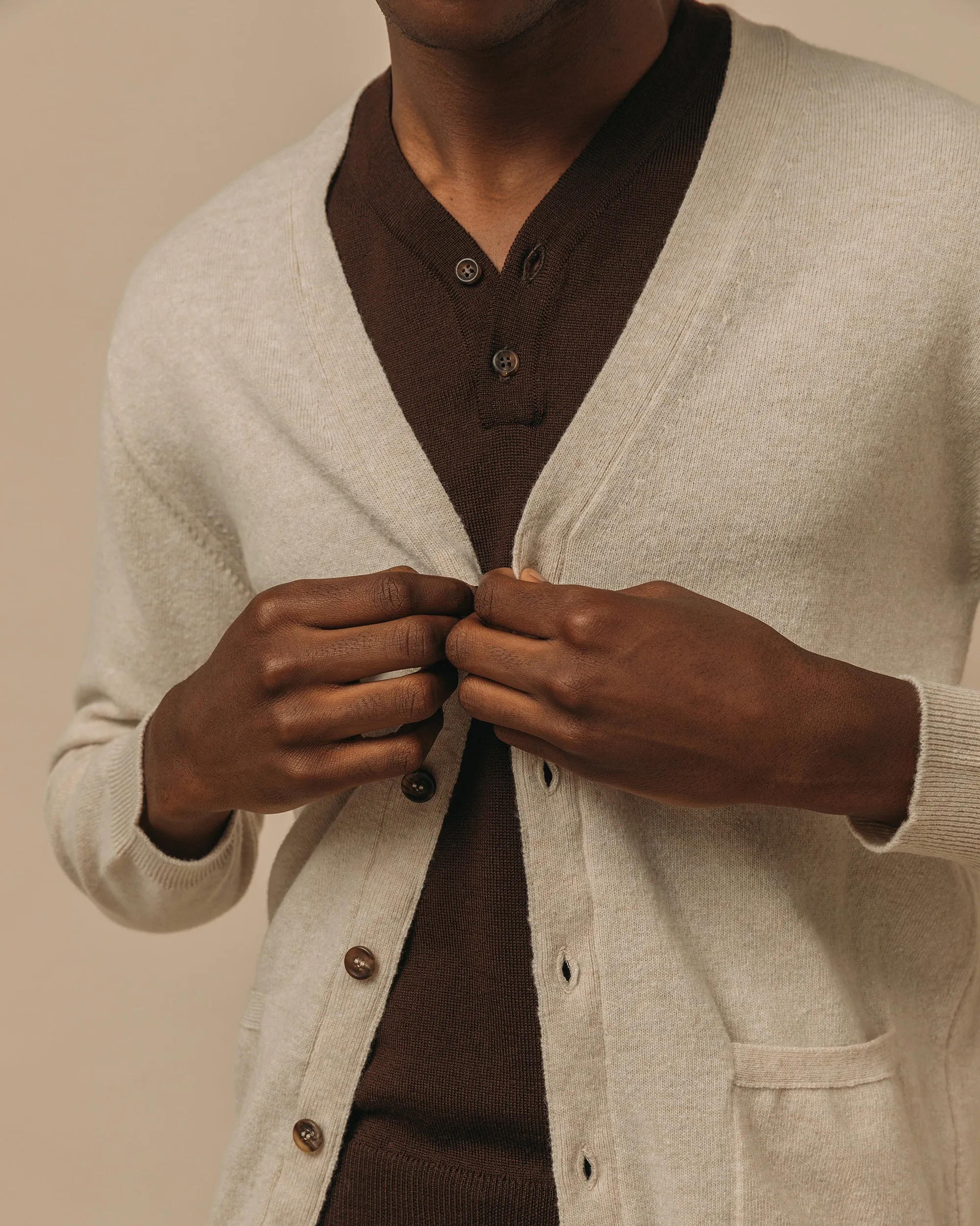 Merino rower's henley shirt in brown