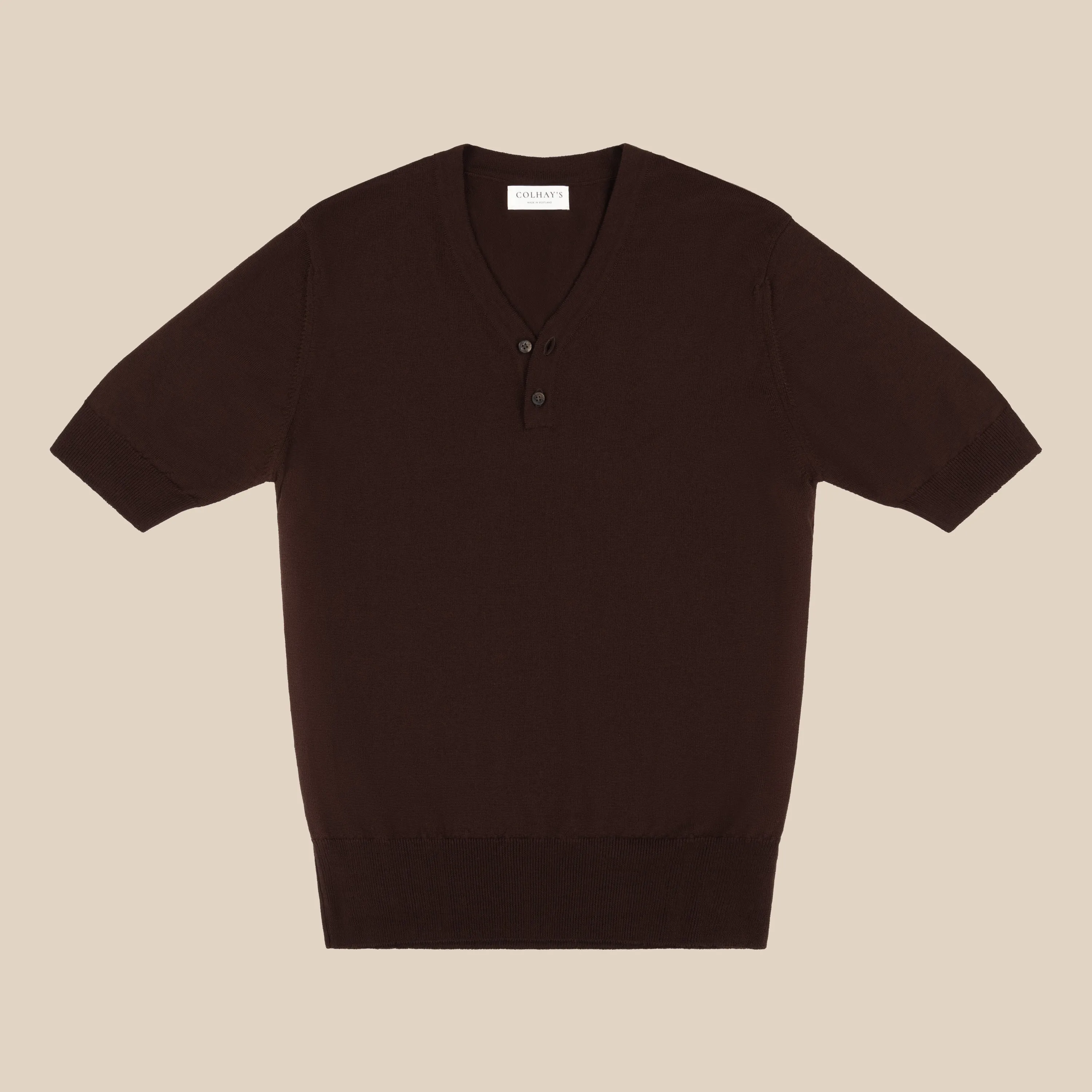 Merino rower's henley shirt in brown