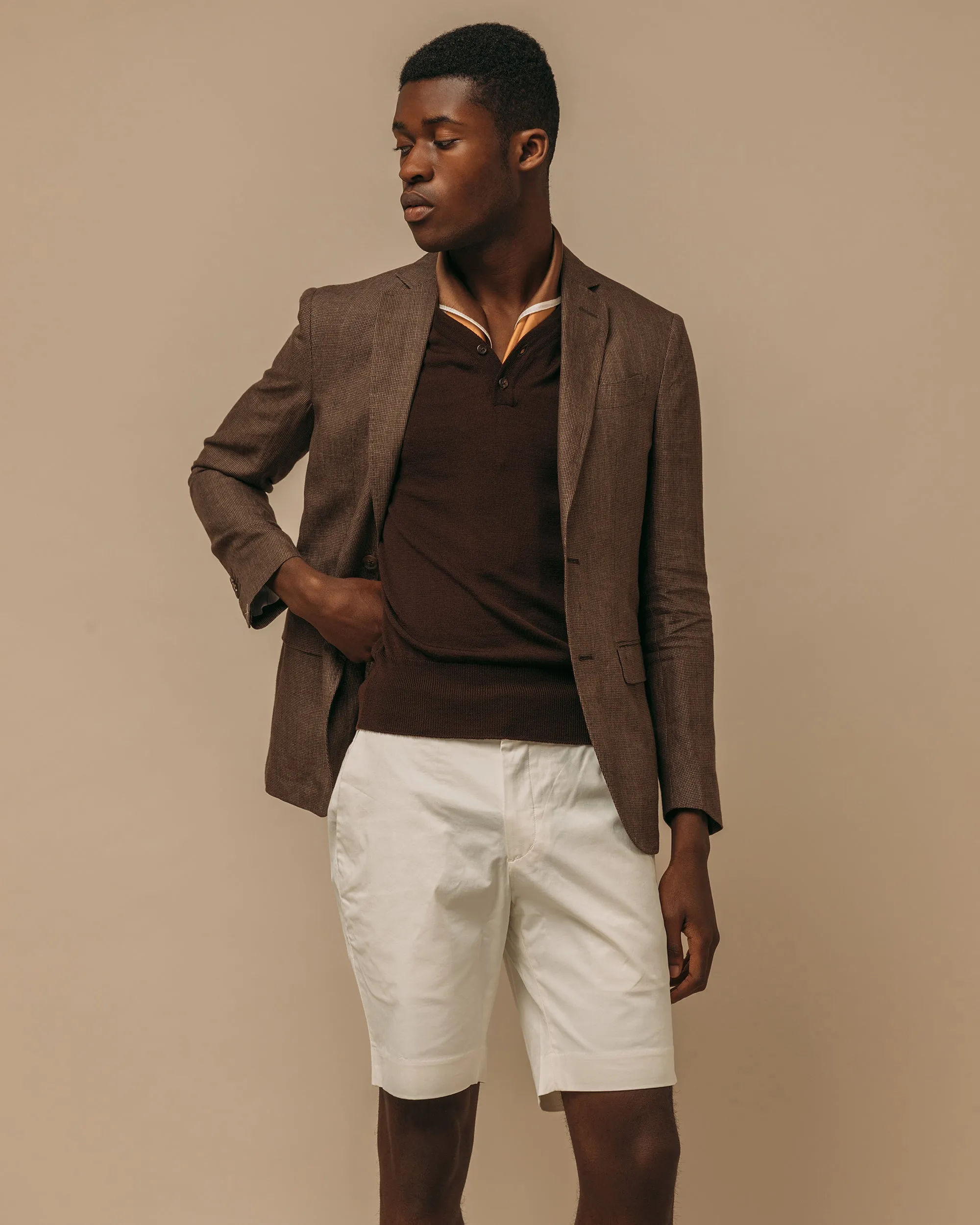 Merino rower's henley shirt in brown