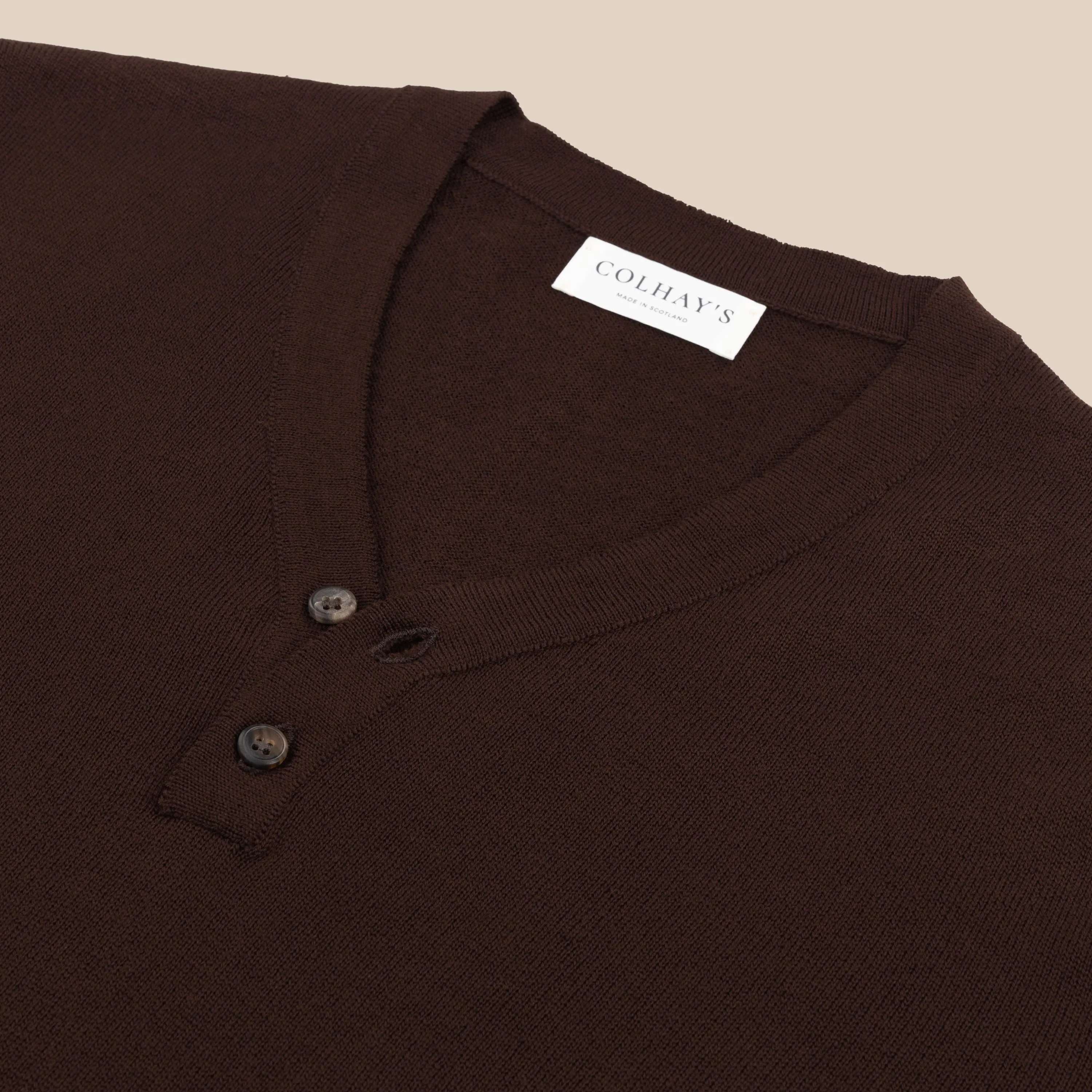 Merino rower's henley shirt in brown
