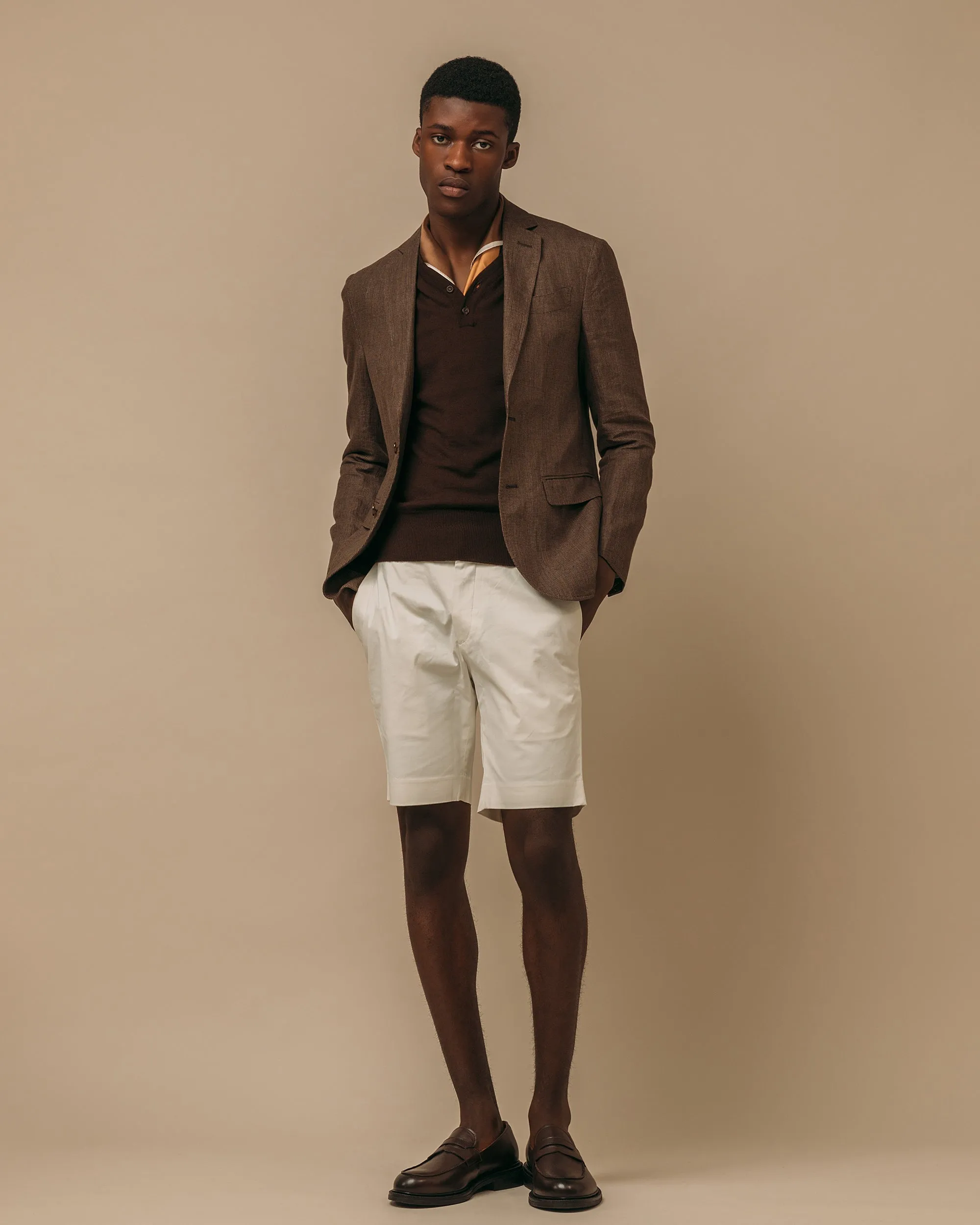 Merino rower's henley shirt in brown