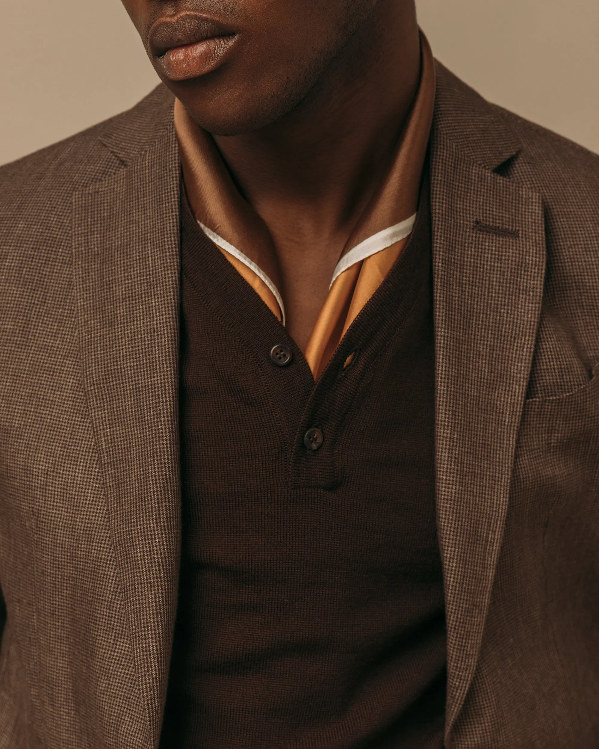 Merino rower's henley shirt in brown