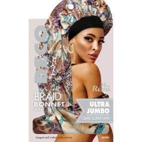 Ms. Remi Deco Silky Wide Edge Braid Bonnet Ultra Jumbo Leopard Chain Pattern