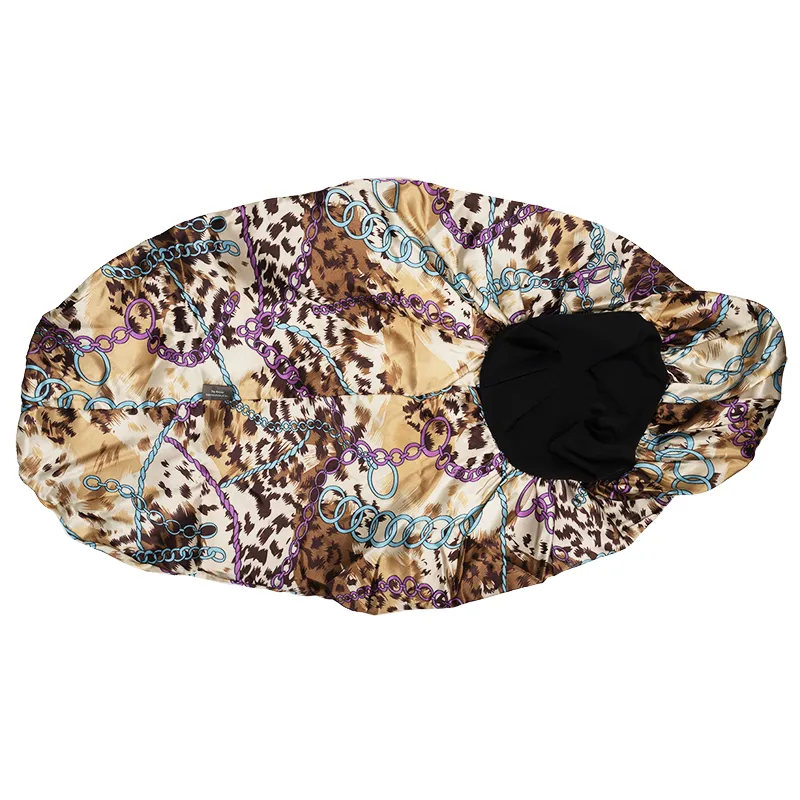Ms. Remi Deco Silky Wide Edge Braid Bonnet Ultra Jumbo Leopard Chain Pattern