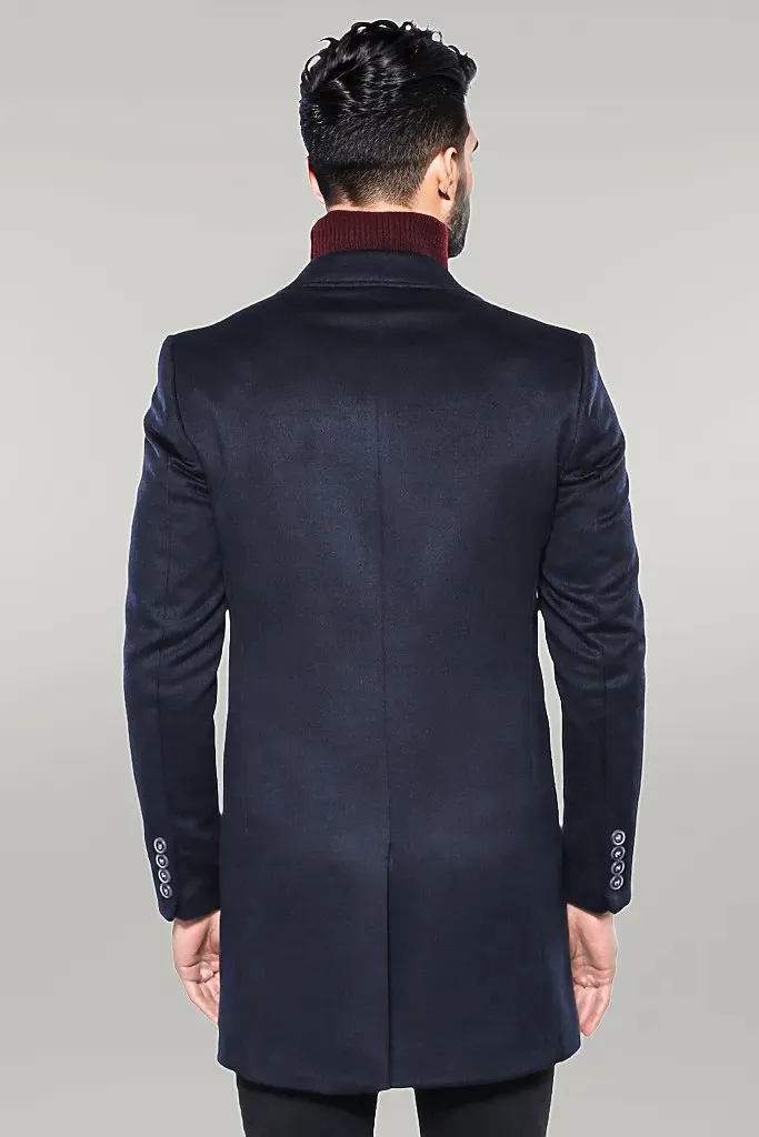 Navy Blue Long Coat - Wessi