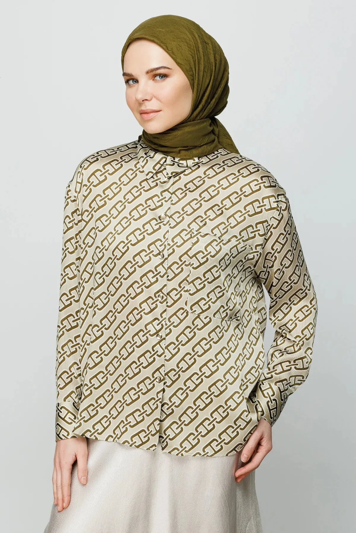 Oil Green Bamboo Square Scarf