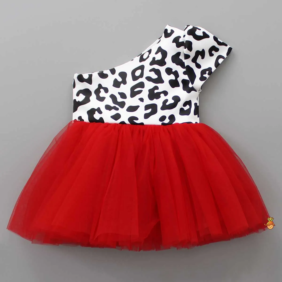 One Shoulder Leopard Printed Bowie Flared Dress