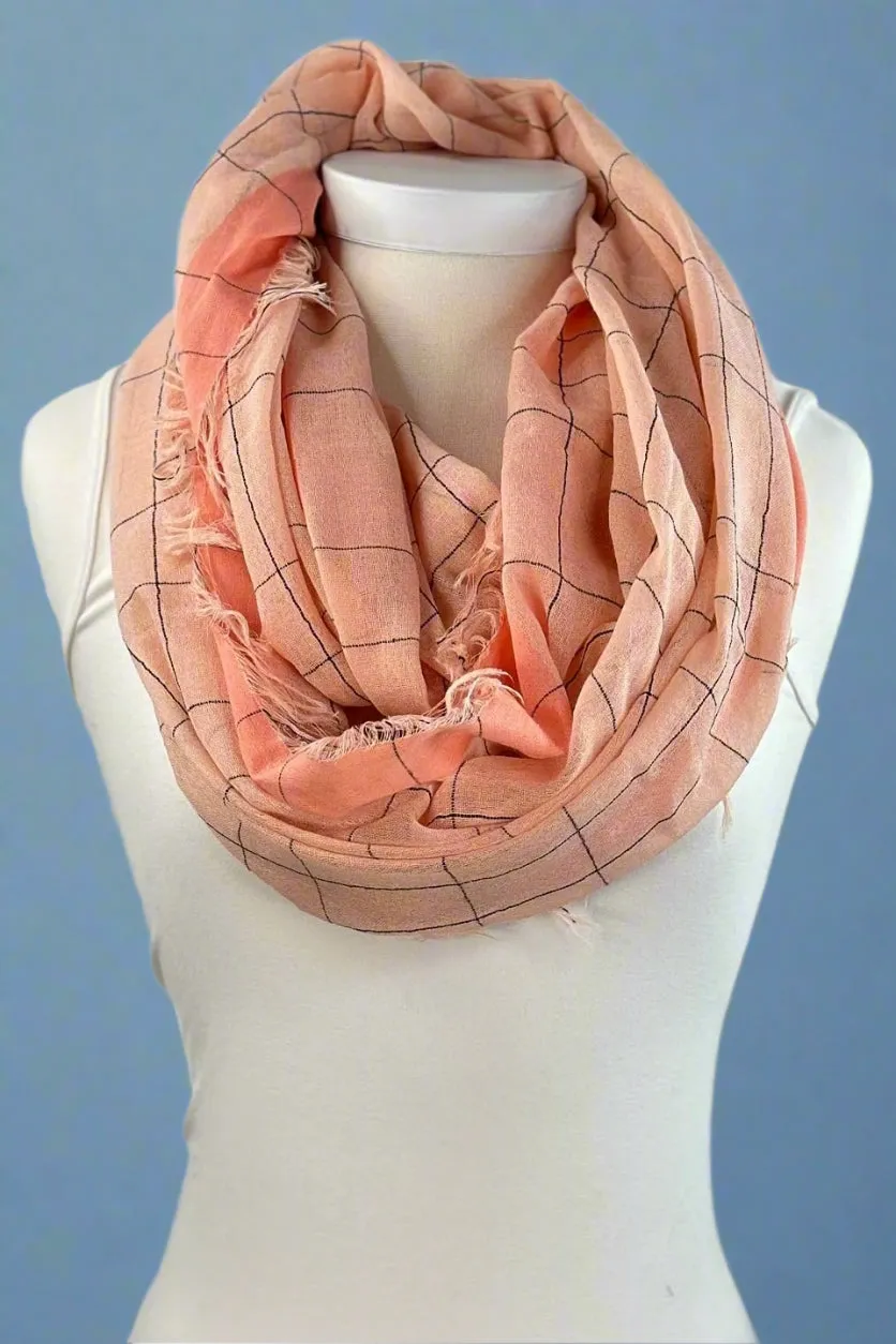 Pastel Grid Scarf Peach