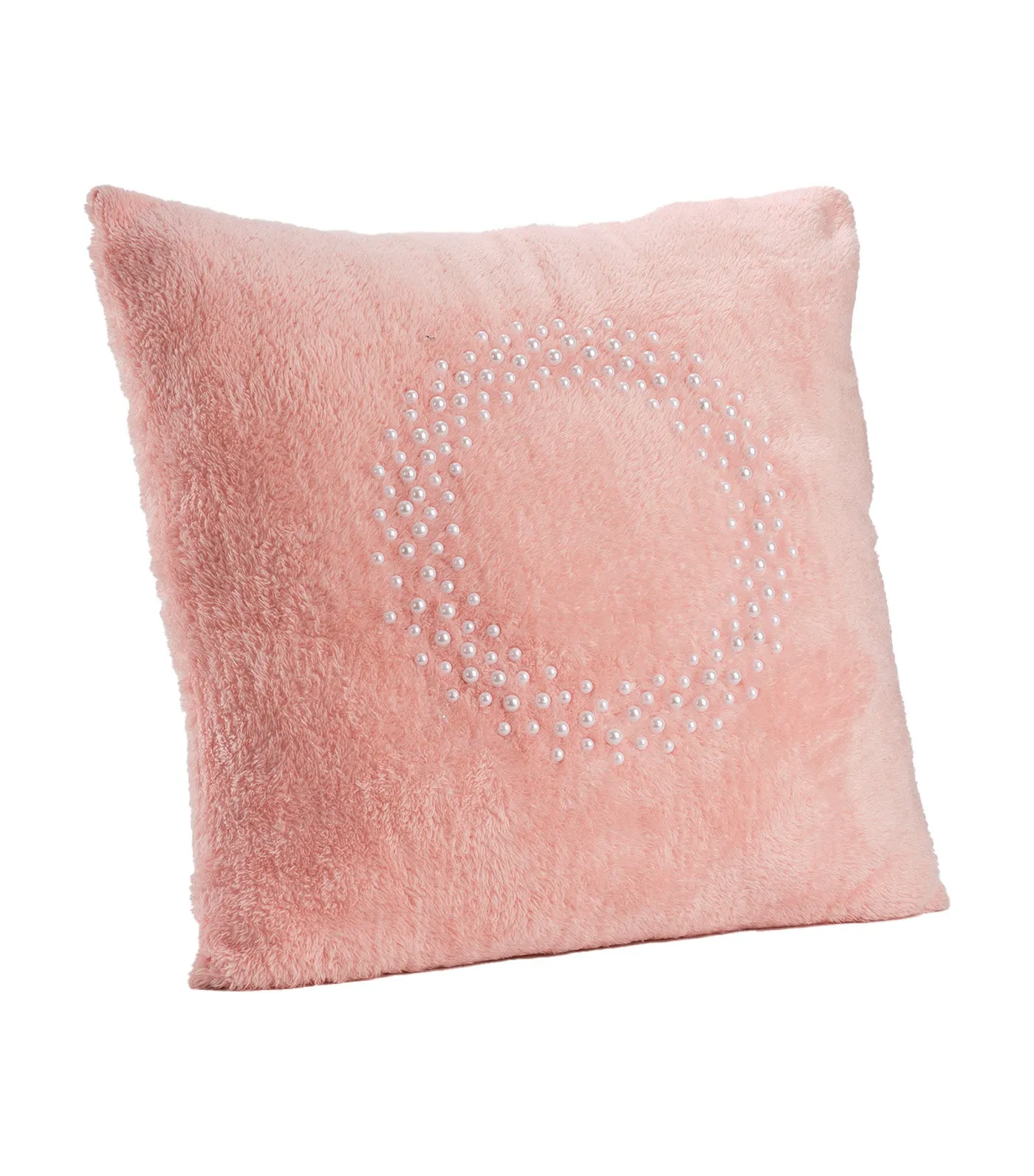 Pink Fur Pillow with Pearls