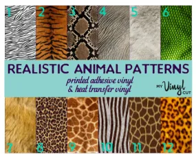 Printed HTV REALISTIC ANIMAL PRINTS Pattern Heat Transfer Vinyl 12 x 12 sheet