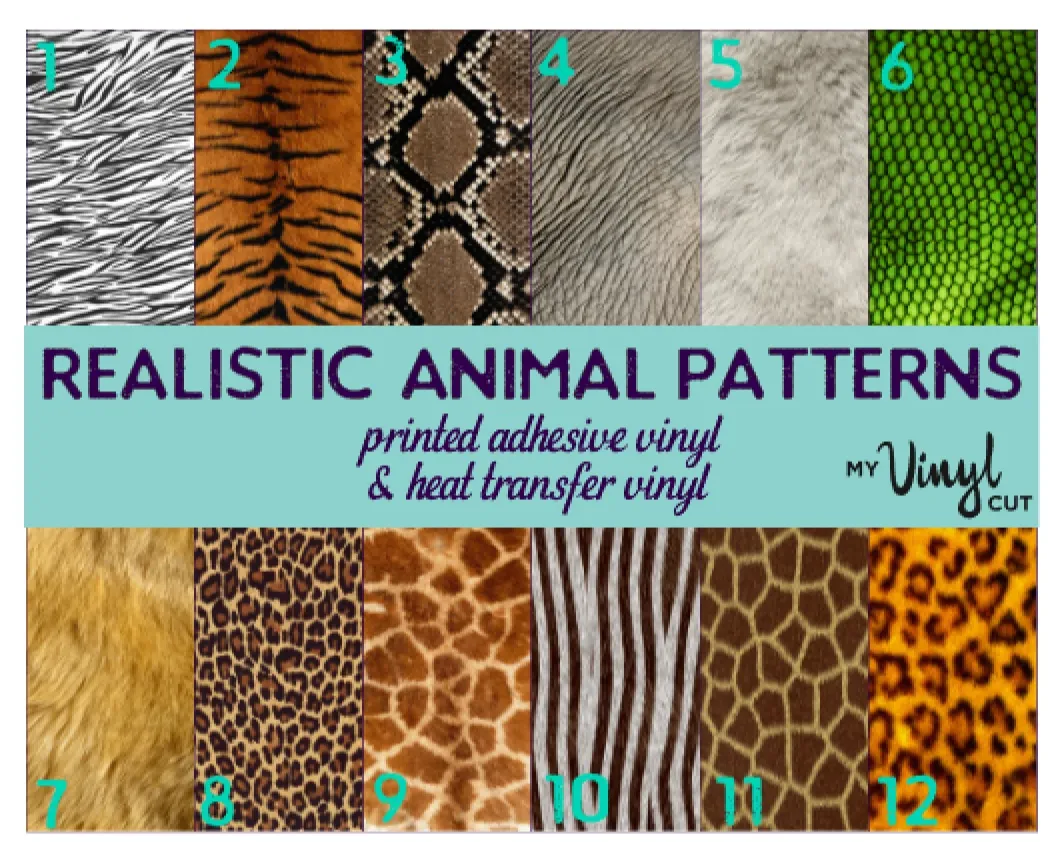 Printed HTV REALISTIC ANIMAL PRINTS Pattern Heat Transfer Vinyl 12 x 12 sheet