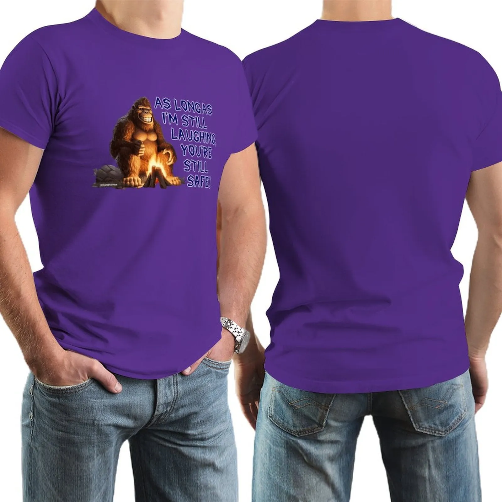 "As long as I'm still laughing...", Sasquatch, Bigfoot, Cotton Short Sleeve T-shirt