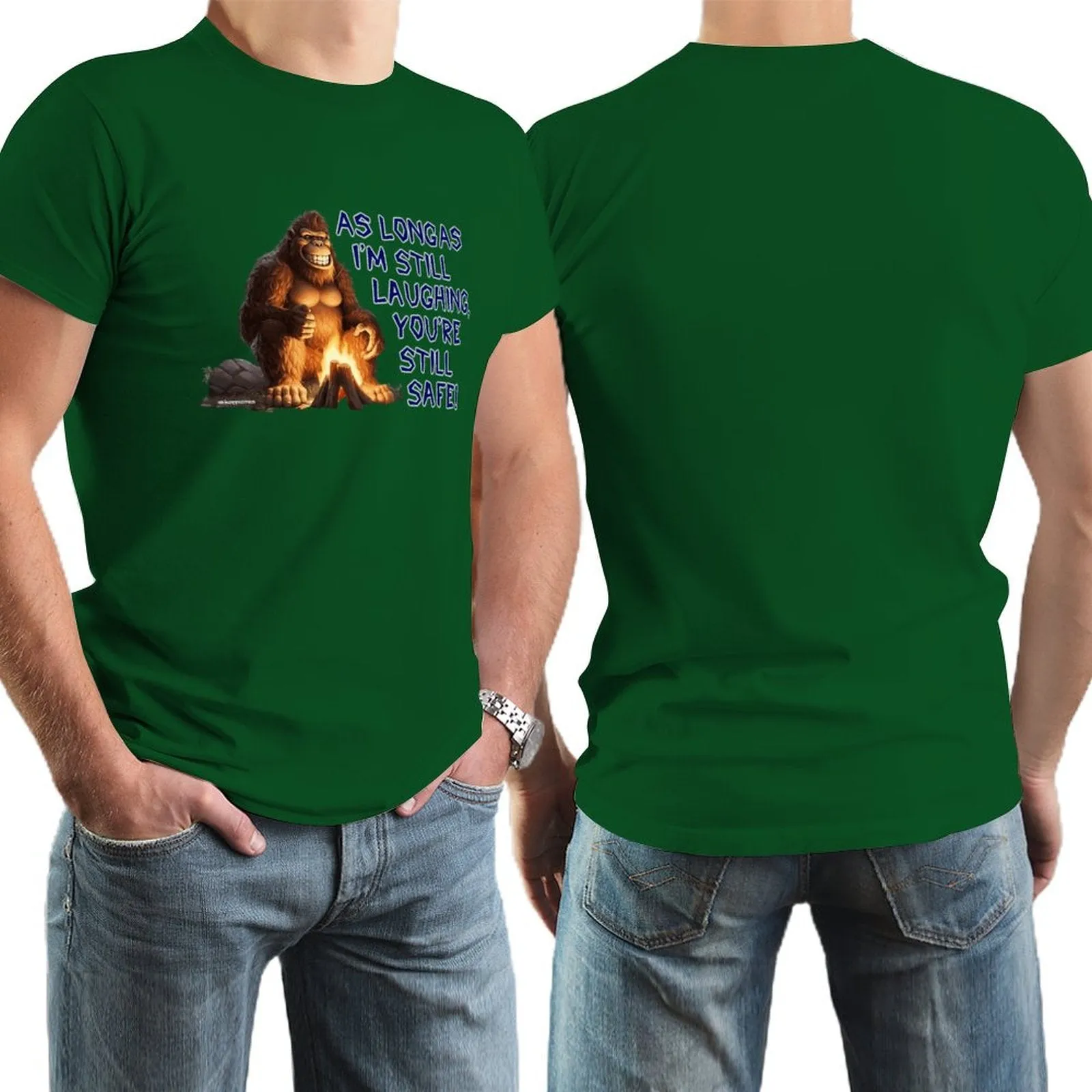 "As long as I'm still laughing...", Sasquatch, Bigfoot, Cotton Short Sleeve T-shirt
