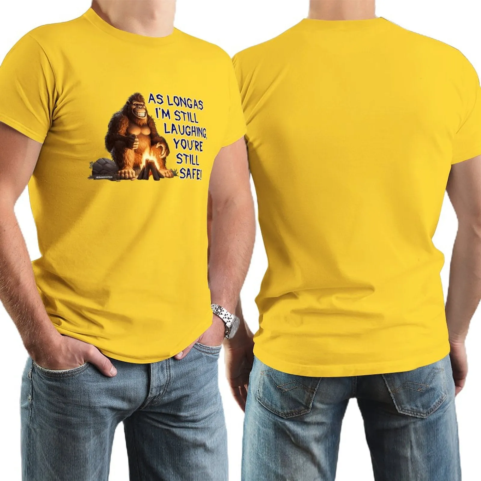 "As long as I'm still laughing...", Sasquatch, Bigfoot, Cotton Short Sleeve T-shirt