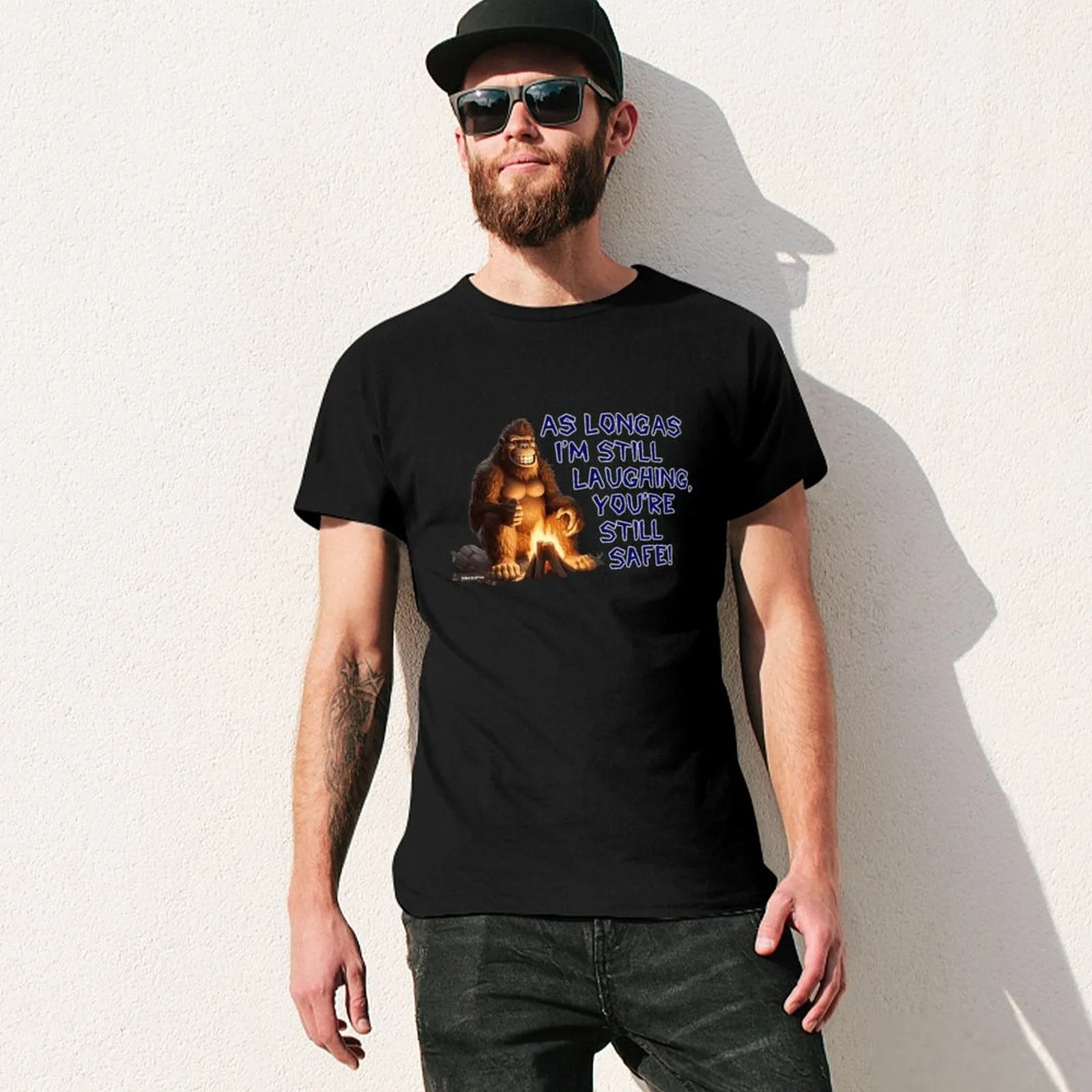 "As long as I'm still laughing...", Sasquatch, Bigfoot, Cotton Short Sleeve T-shirt