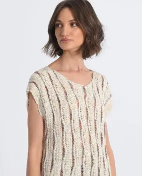 (RR1804) Molly Bracken Ladies Sleeveless Cream Knitted Sweater