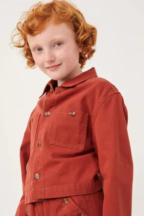 Rust Button Up Chest Pocket Twill Shacket