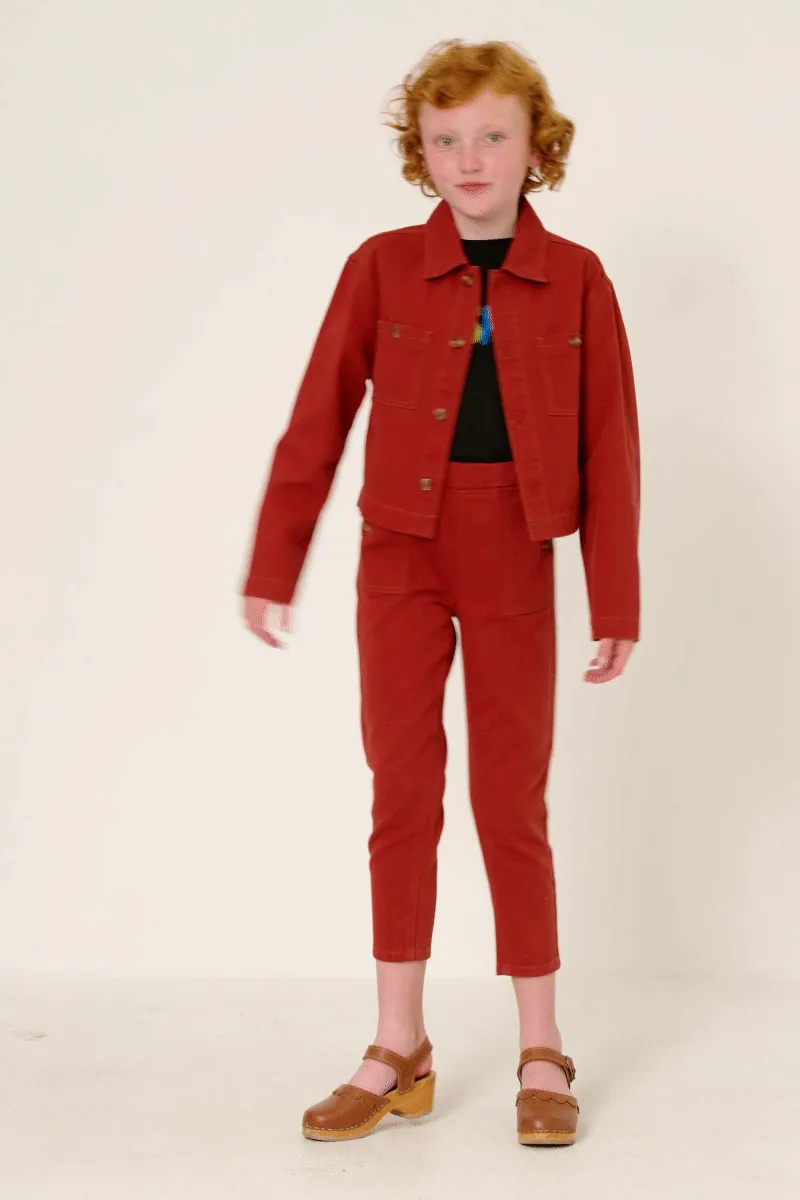Rust Button Up Chest Pocket Twill Shacket