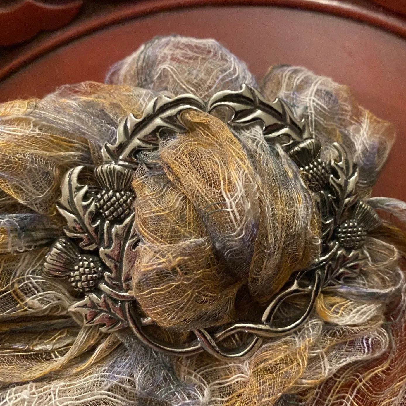 Scottish Thistle Pewter Scarf Ring