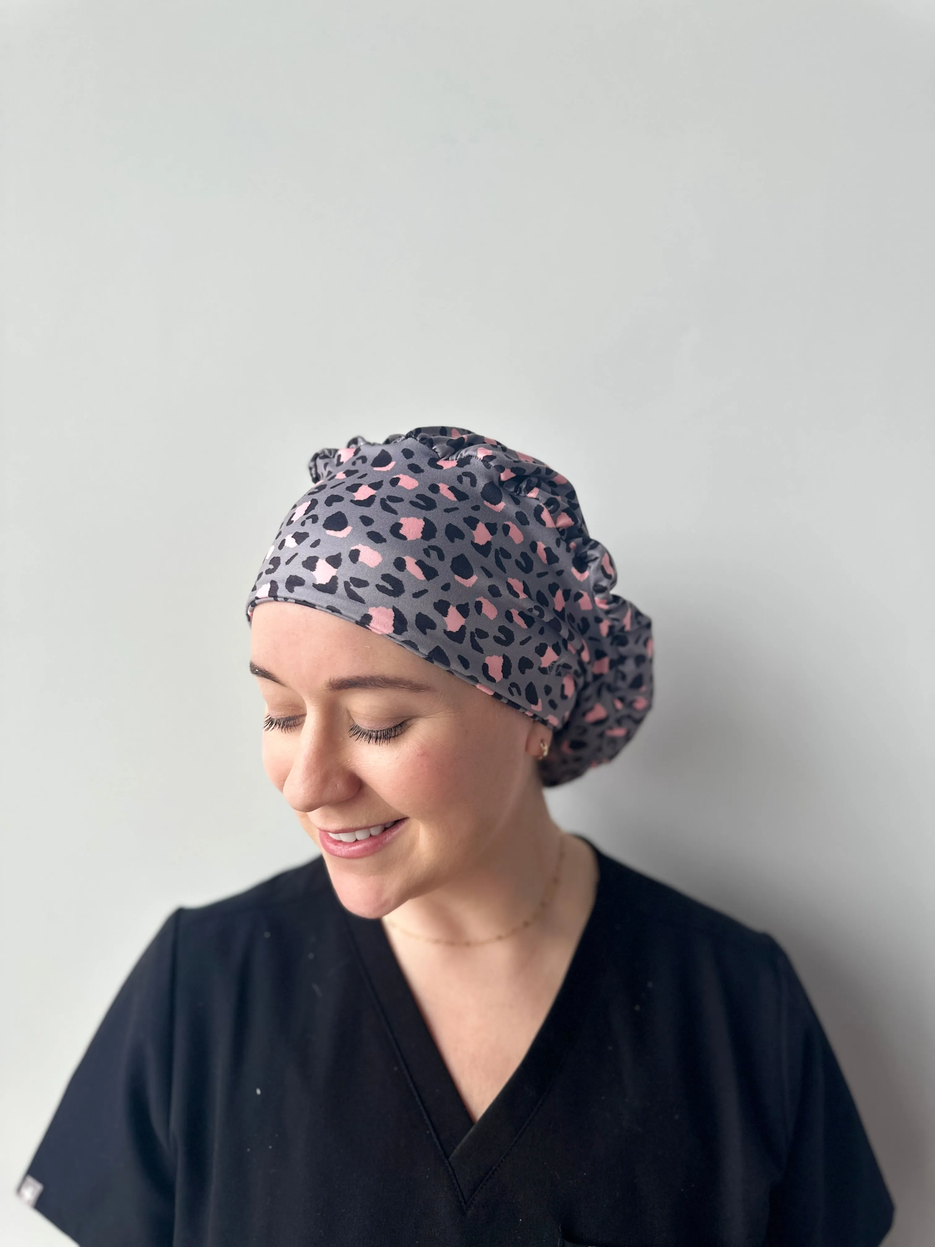 Scrub Hat - Grey & Pink Leopard