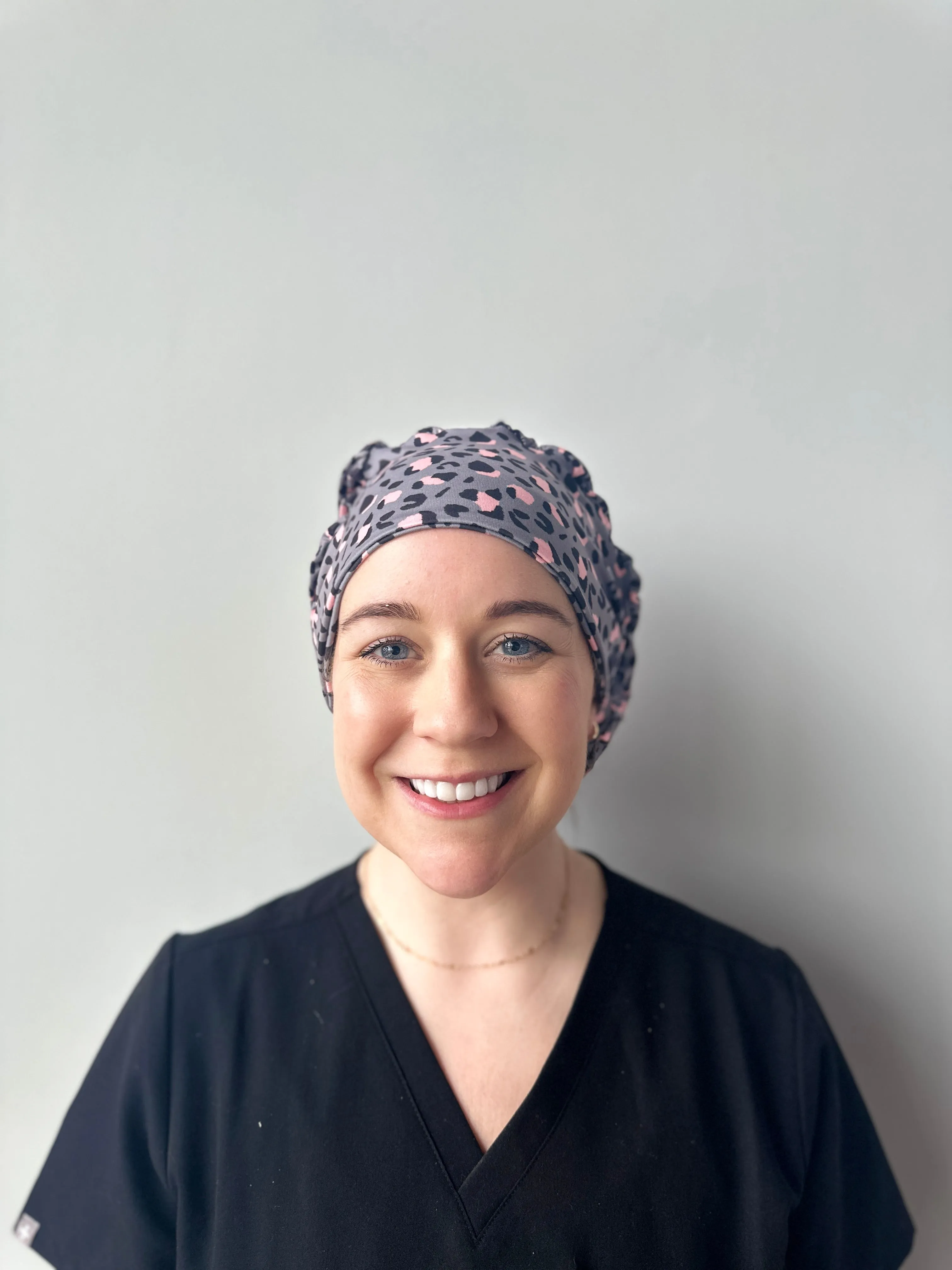 Scrub Hat - Grey & Pink Leopard