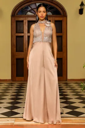 Skin Embroidered Yoke Jumpsuit