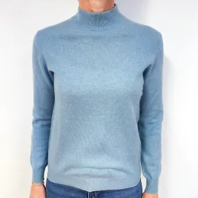 Sky Blue Cashmere Turtle Neck Jumper Medium