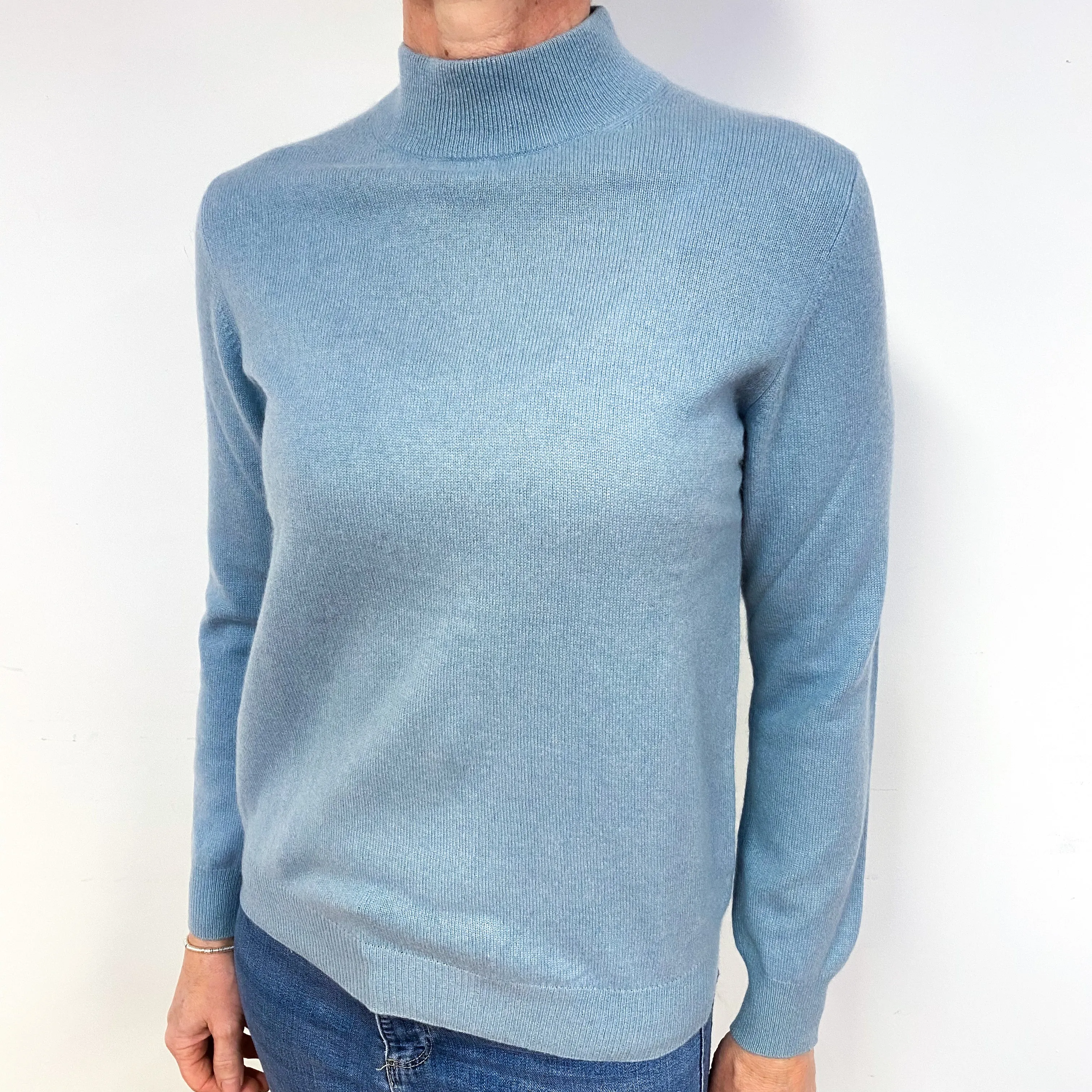 Sky Blue Cashmere Turtle Neck Jumper Medium