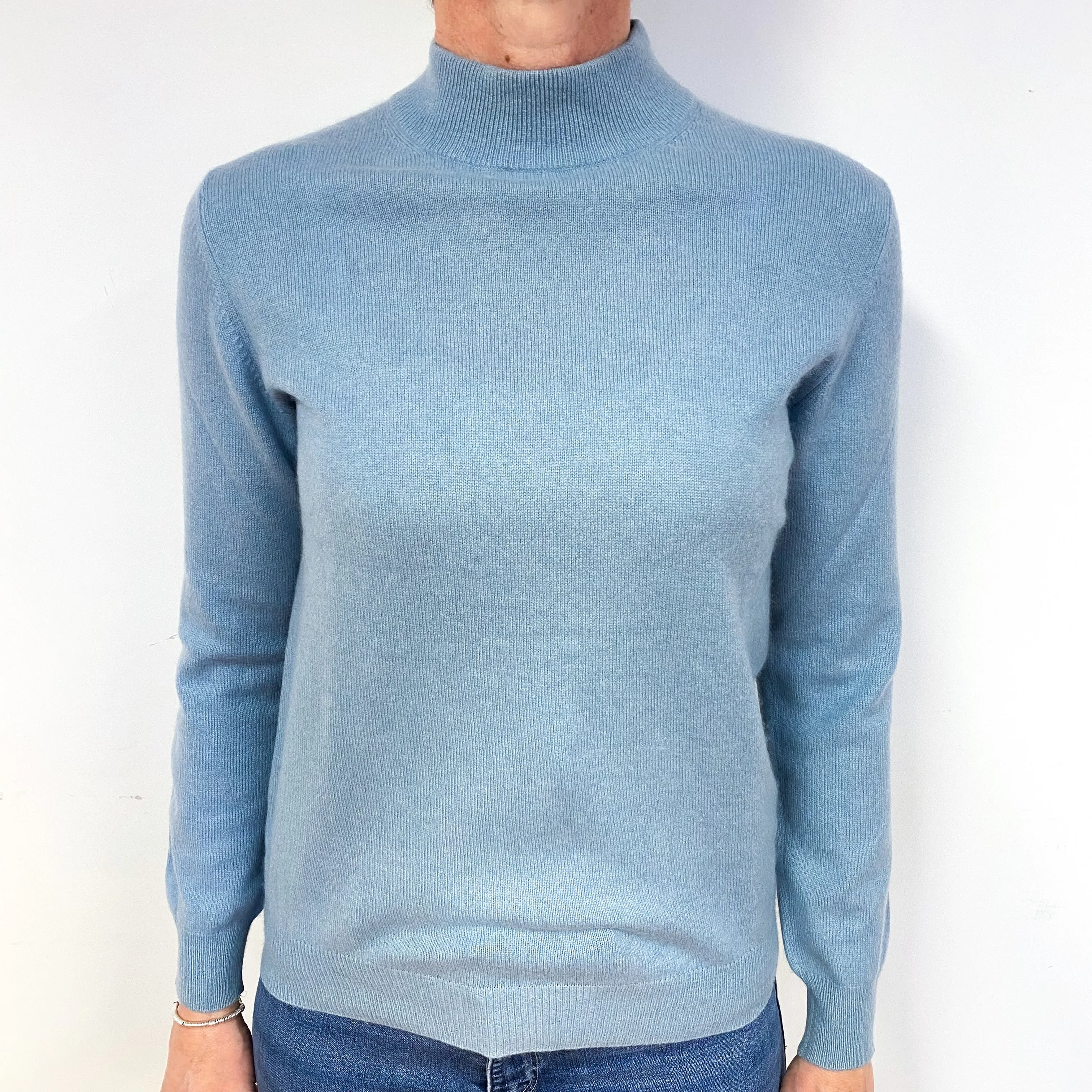 Sky Blue Cashmere Turtle Neck Jumper Medium
