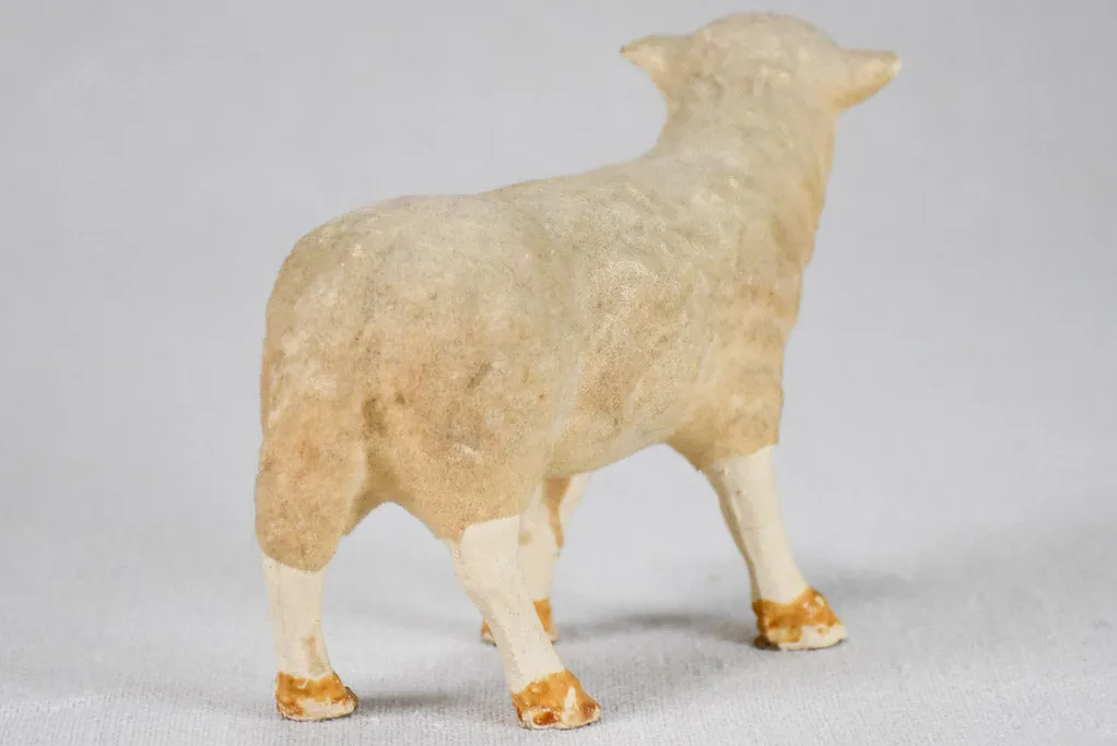 Small 19th-century sculpture of a lamb for a Christmas nativity scene 4¼"
