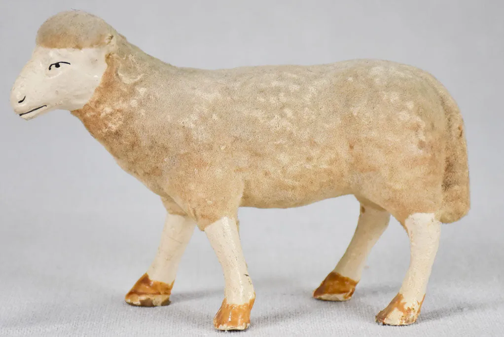 Small 19th-century sculpture of a lamb for a Christmas nativity scene 4¼"