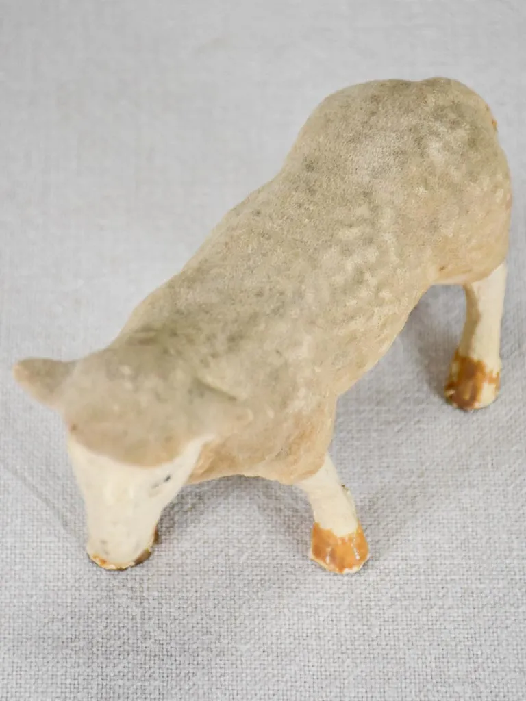 Small 19th-century sculpture of a lamb for a Christmas nativity scene 4¼"