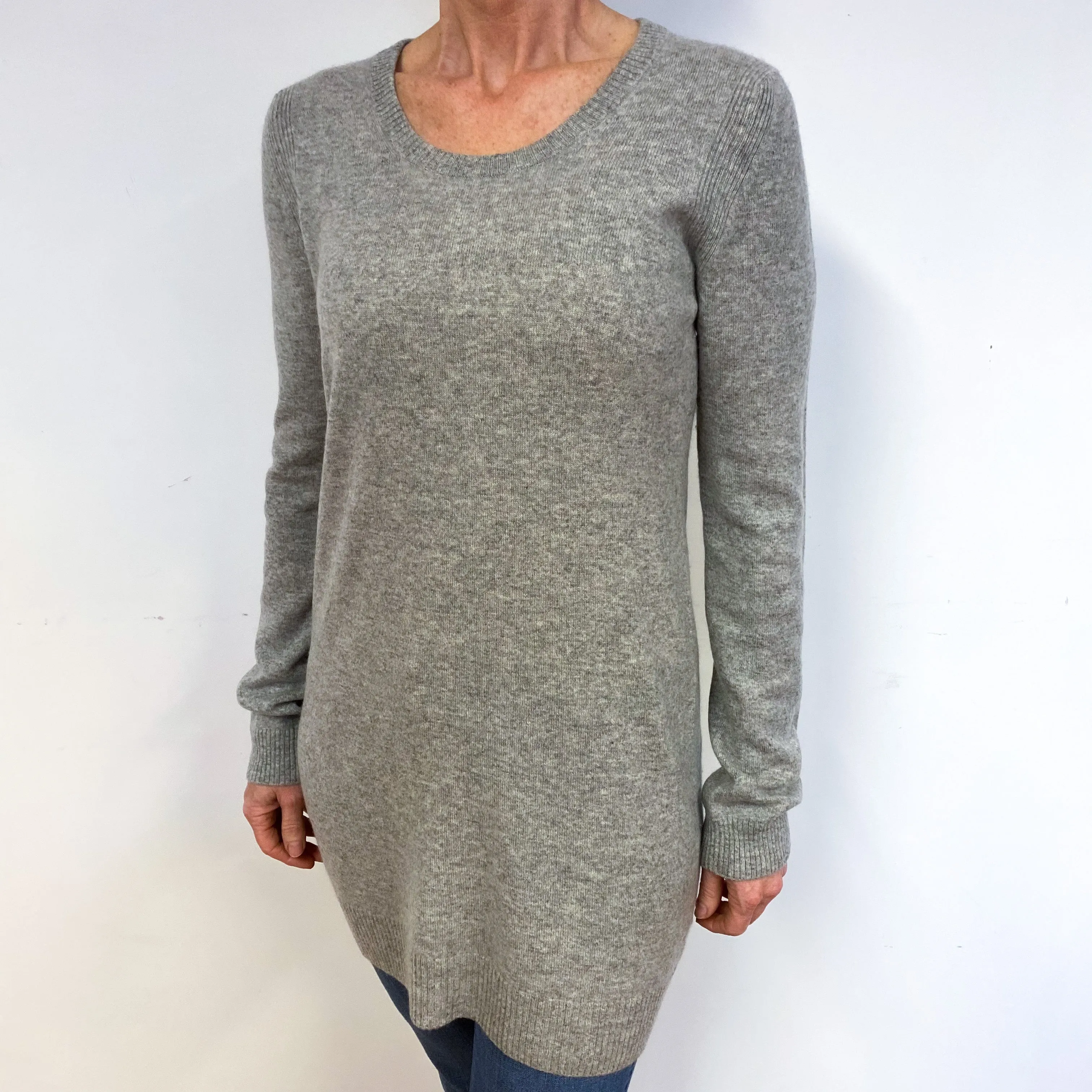 Smoke Grey Cashmere Scoop Neck Jumper Medium