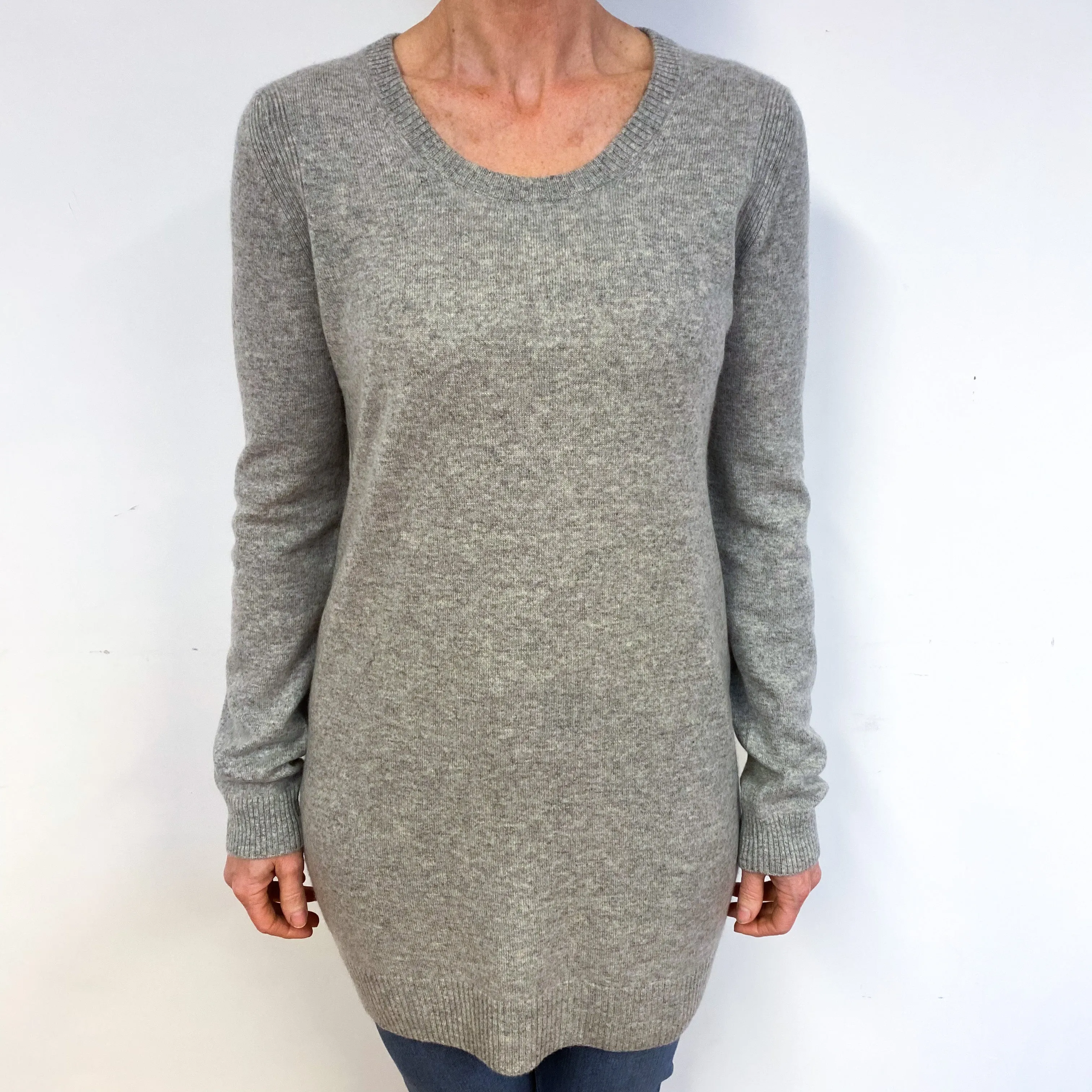 Smoke Grey Cashmere Scoop Neck Jumper Medium