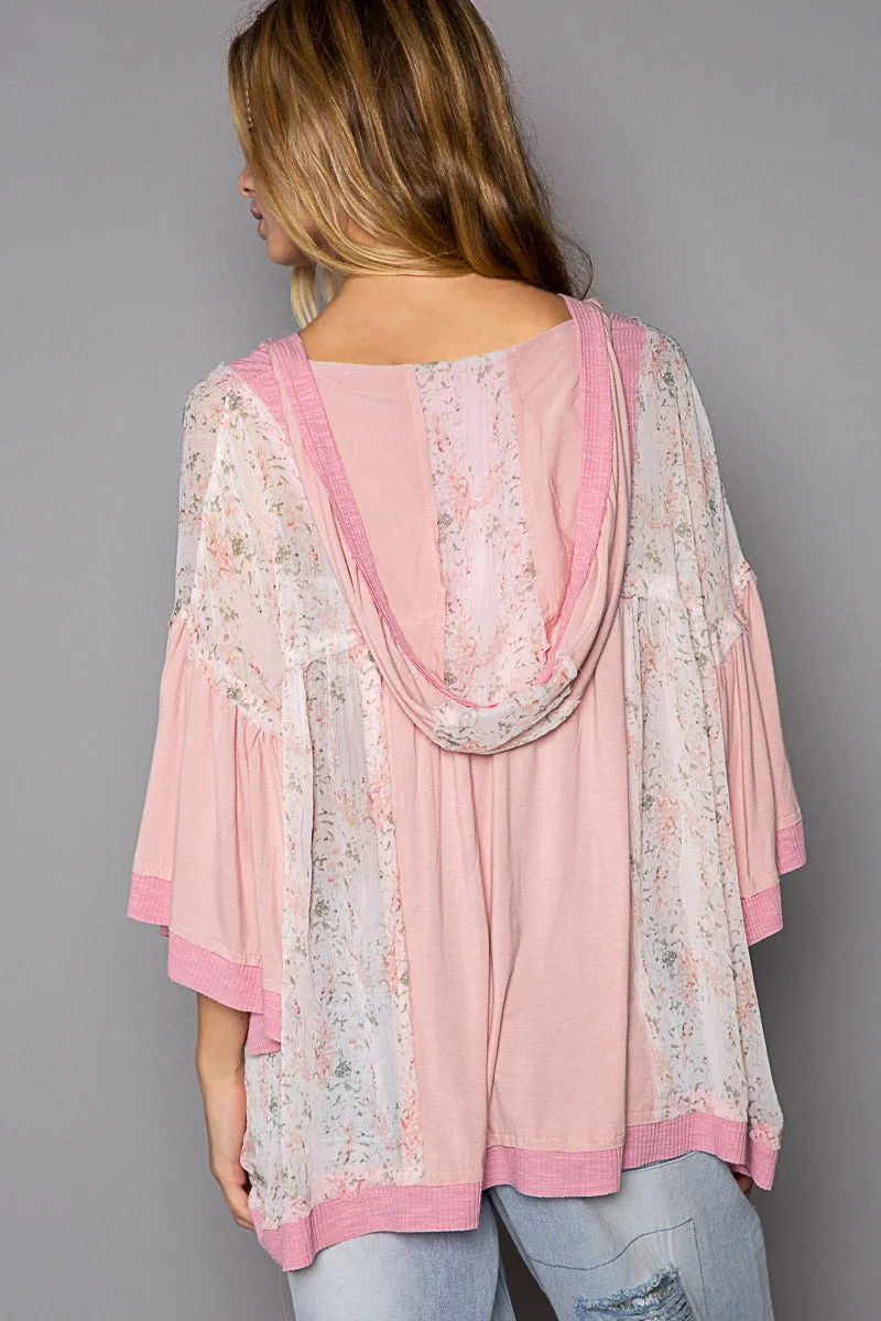 Strawberry Milk Pink Flower Flowy Bell Sleeve Top