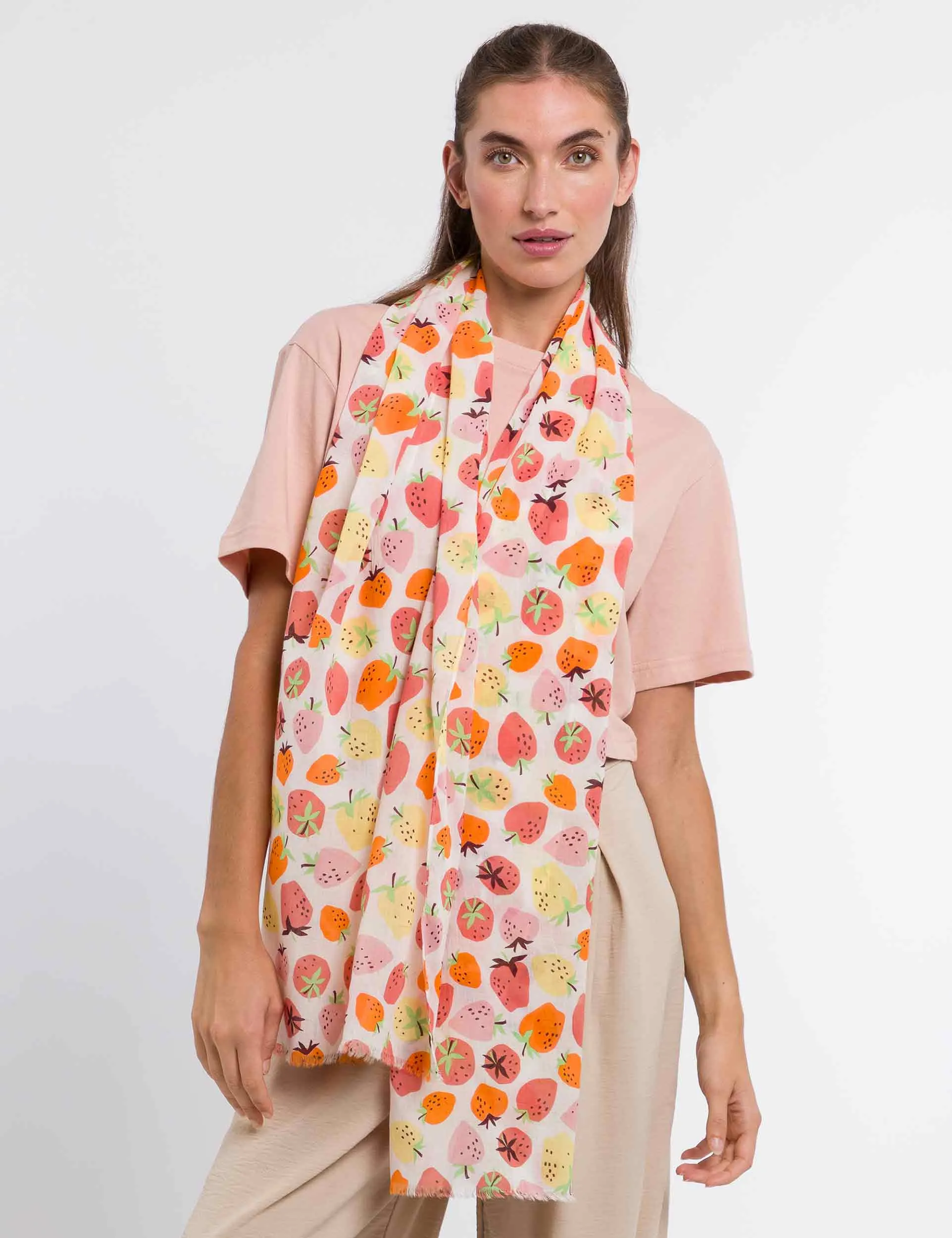 Strawberry Print Cotton Scarf