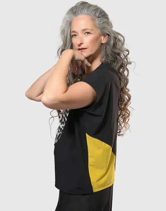 TEKBIKA BLISS BOXY TOP, YELLOW/PRINT ALEMBIKA
