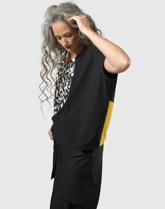 TEKBIKA BLISS BOXY TOP, YELLOW/PRINT ALEMBIKA