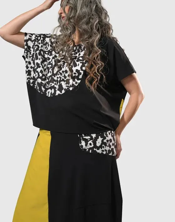 TEKBIKA BLISS BOXY TOP, YELLOW/PRINT ALEMBIKA