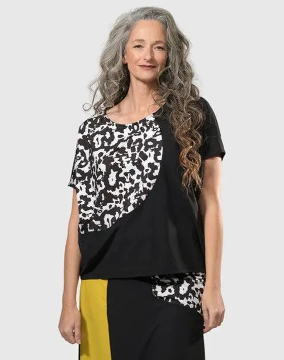 TEKBIKA BLISS BOXY TOP, YELLOW/PRINT ALEMBIKA