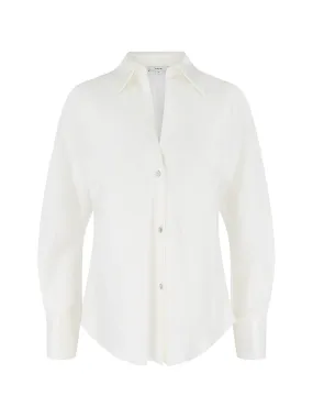 Vince Silk Bias Long-Sleeve Blouse in Off-White