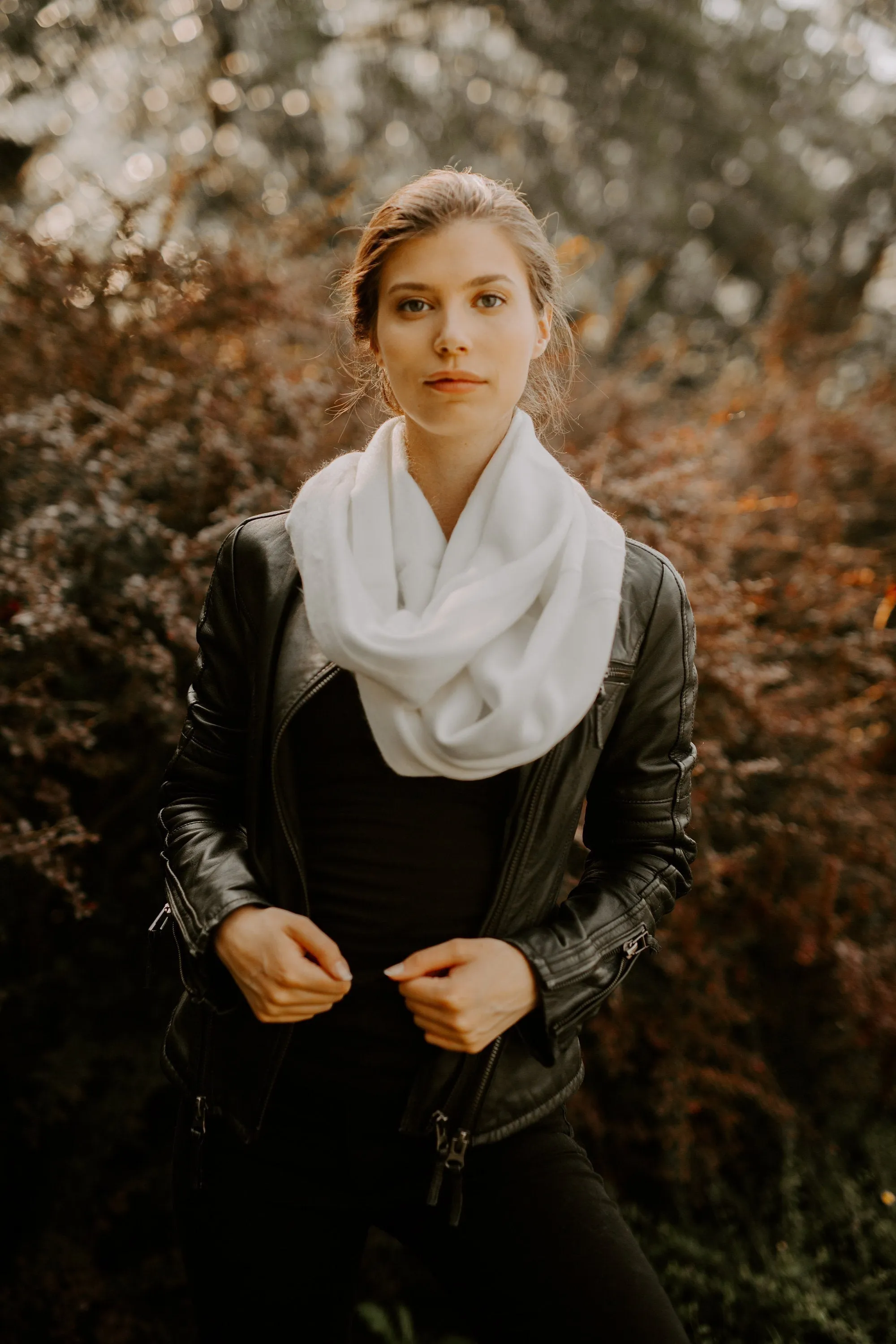 White Alpaca Wool Cozy Oversized Infinity Scarf
