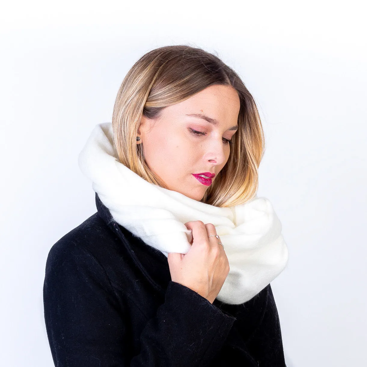 White Alpaca Wool Cozy Oversized Infinity Scarf