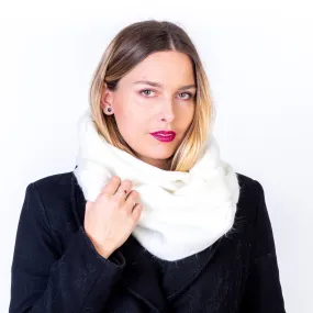 White Alpaca Wool Cozy Oversized Infinity Scarf