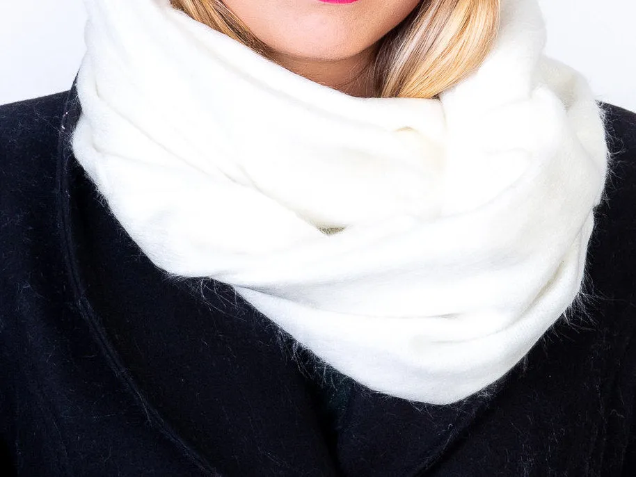 White Alpaca Wool Cozy Oversized Infinity Scarf