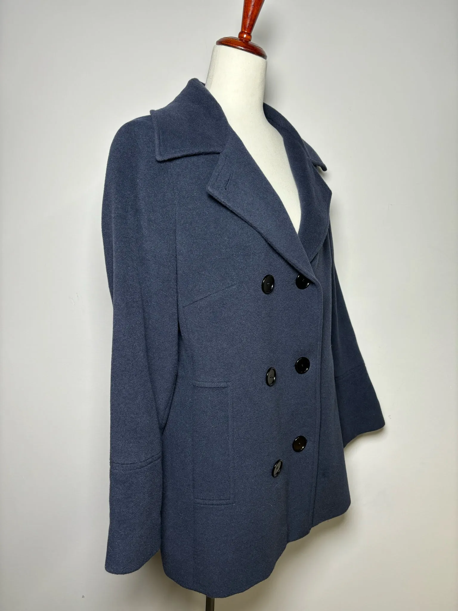 Women Size 12 Akris Punto Blue Wool Blend Coat
