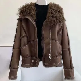 Women's Premium Wool Coat with Fur Collar