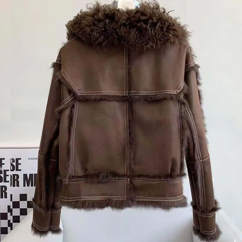 Women's Premium Wool Coat with Fur Collar