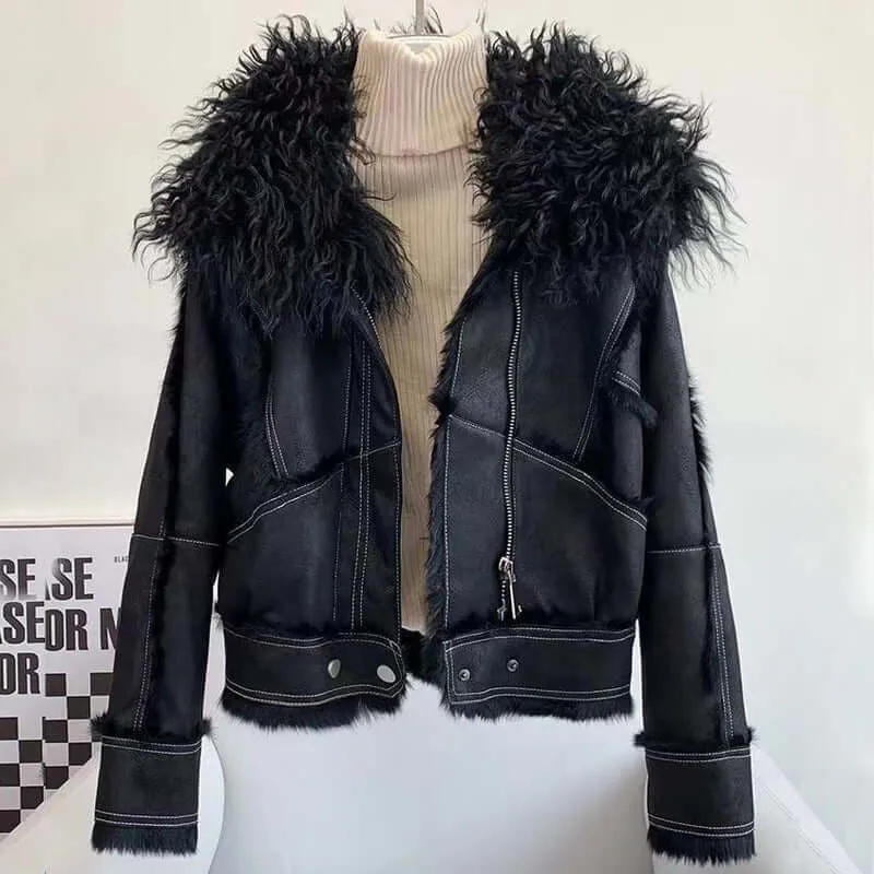 Women's Premium Wool Coat with Fur Collar